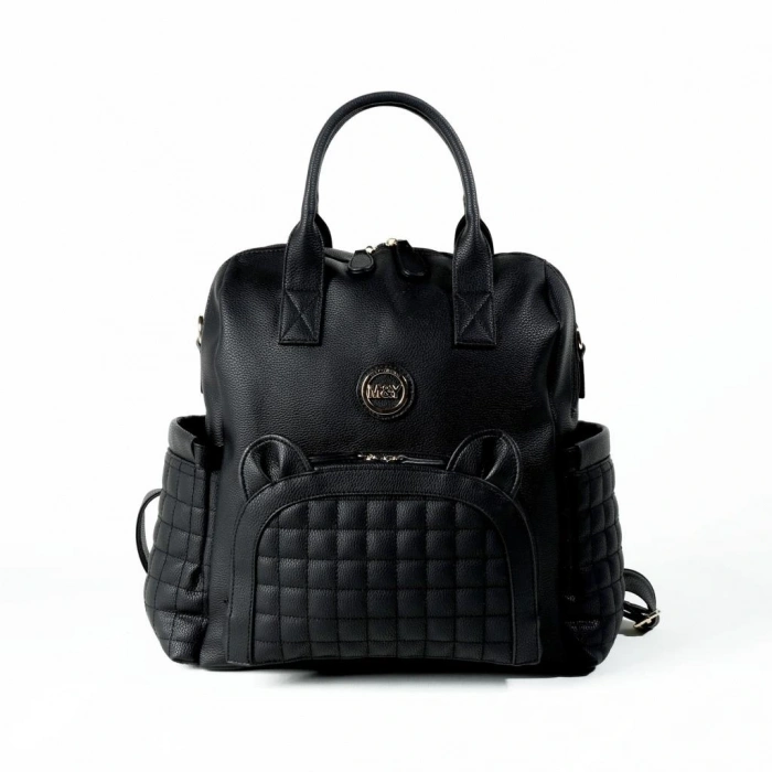 BFS Kitty Deri Anne Bebek Bakım Sırt Çantası 7271 Siyah