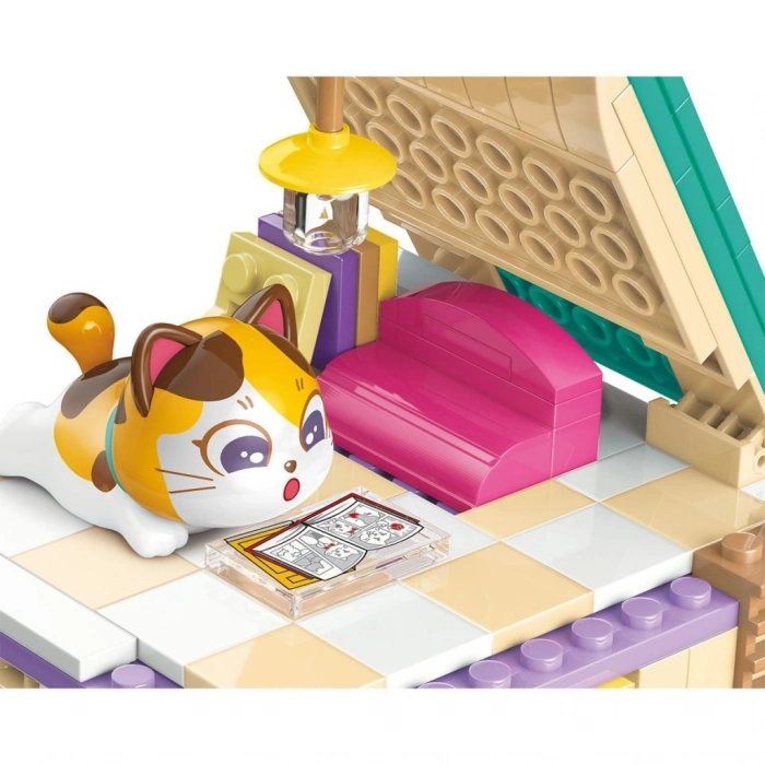 BFS  KP28018 Keeppley Lovely Street Calico Cat Comic House Blok Seti -Vagonlife