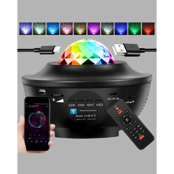 BFS LED Yıldızlı Projektör Galaxy Modlu Renk ve Parlaklık Ayarlı Gece Lambası