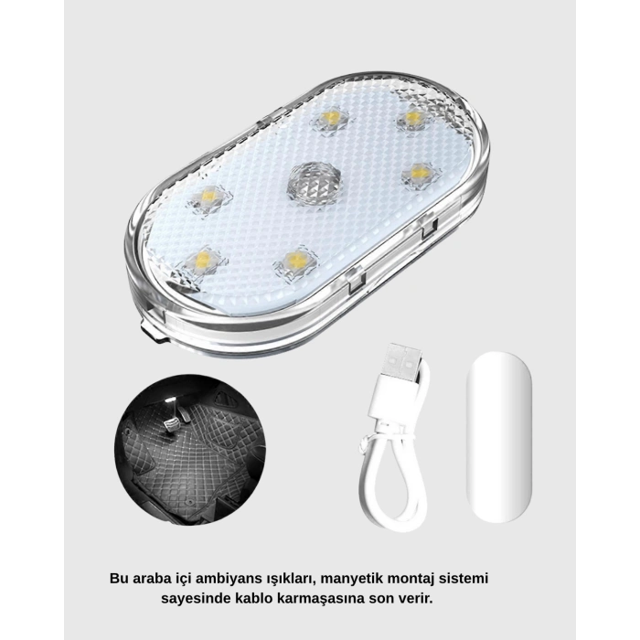 BFS Manyetik Araba İçi Ambiyans LED Işık Seti – Kolay Montajlı ve Kablolara Gerek Yok