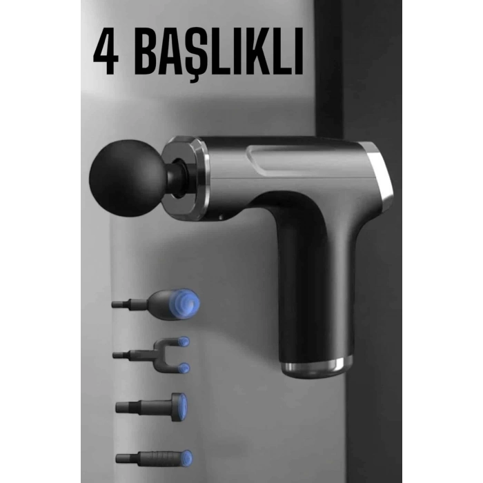 BFS Masaj Tabancası 4 Başlıklı Kas ve Vücut Ağrıları İçin Şarjlı Darbeli