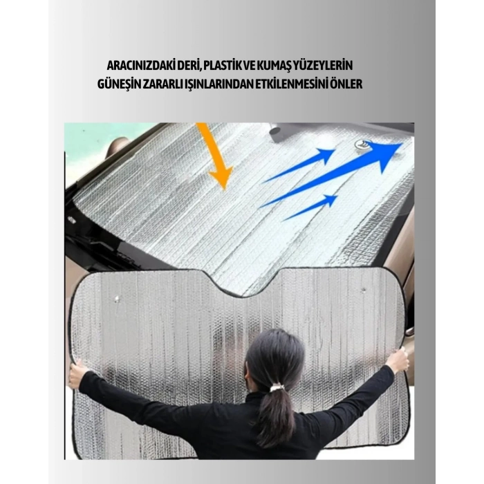 BFS Metalize Reflektörlü Katlanabilir Araç Güneşliği – Yüksek Performanslı Isı ve UV Koruması
