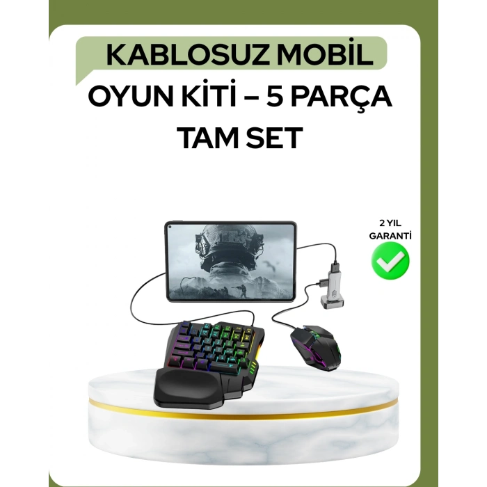 BFS Mobil PUBG Oyuncuları İçin 5in1 Klavye Mouse Oyun Seti – BT5.3 Destekli