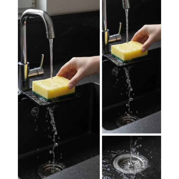 BFS Musluğa Monte Sünger Organizeri Hijyenik Drenajlı Pratik Tasarım