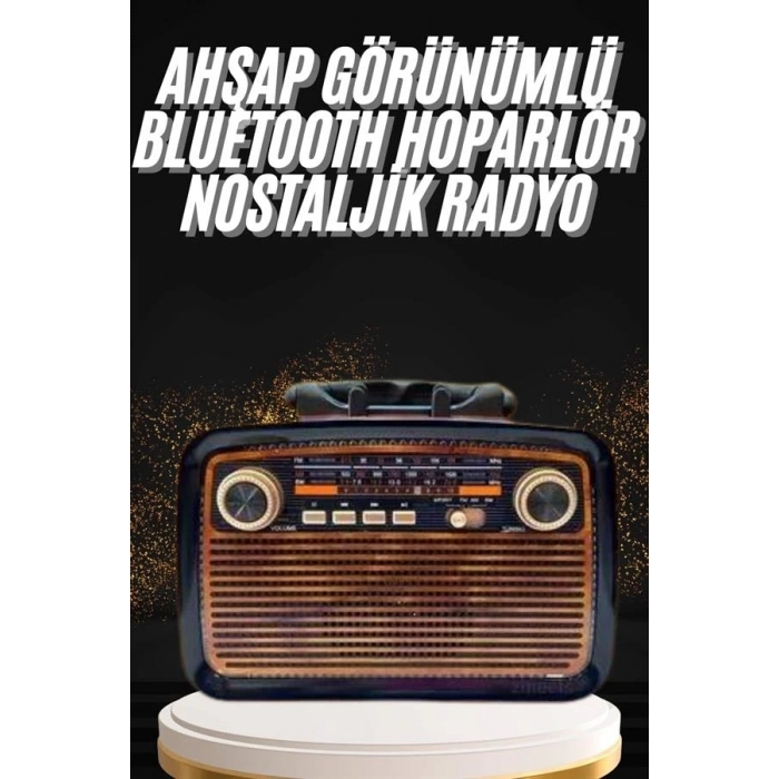 BFS Nostaljik Görünümlü Ahşap Radyo TF SD USB Girişli Led Fener Işıklı