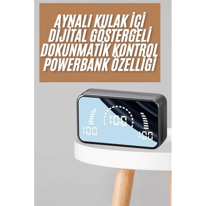 BFS Powerbankli Bluetooth Kulaklık Yüksek Ses Aynalı Çift Dijital Gösterge Ekranı