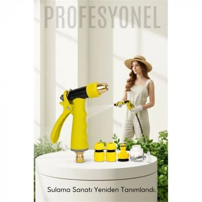 BFS Profesyonel Pirinç Uçlu Basınçlı Hortum Sulama Tabancası Seti Tabancası Seti  Konnektörlü