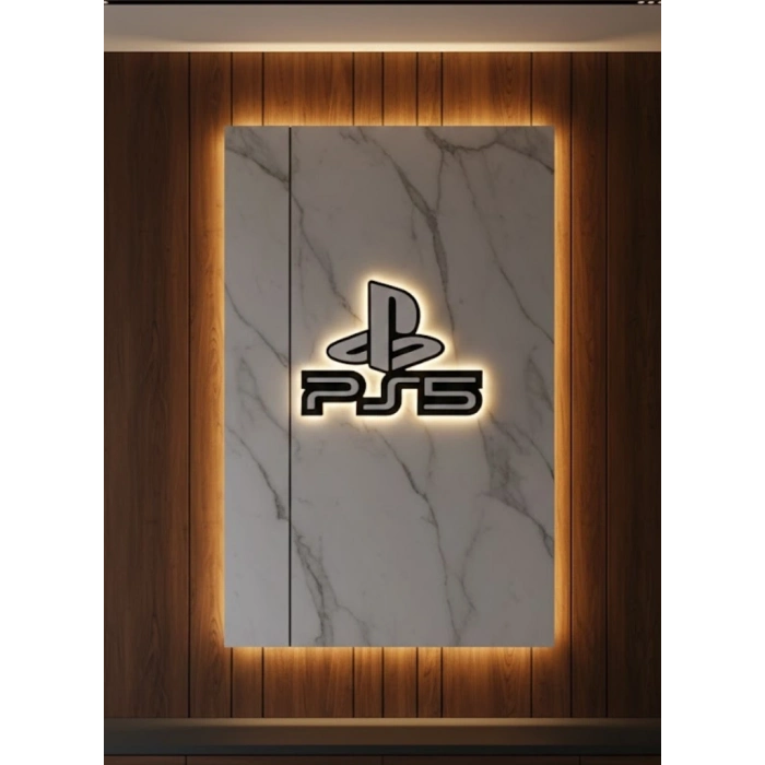 BFS PS5 Logo Dekoratif Duvar Süsü Oyun Odası ve Salon Uyumu