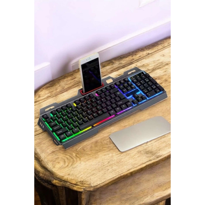 BFS Q Klavye RGB Işıklı Klavye Ve Mouse Seti Kablolu Mouse Hediyeliş