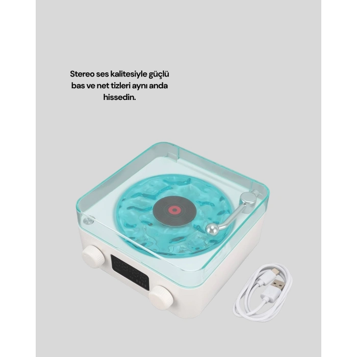 BFS Retro Tasarımlı Gece Lambalı Bluetooth Hoparlör – Saat ve Pil Göstergeli