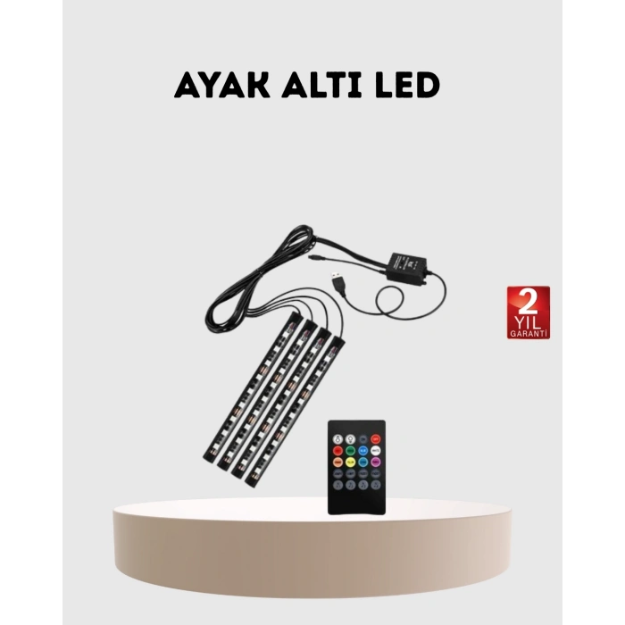 BFS RGB Araç İçi LED Aydınlatma 12V 48 LED Müzik Kontrollü 4 Şerit Set
