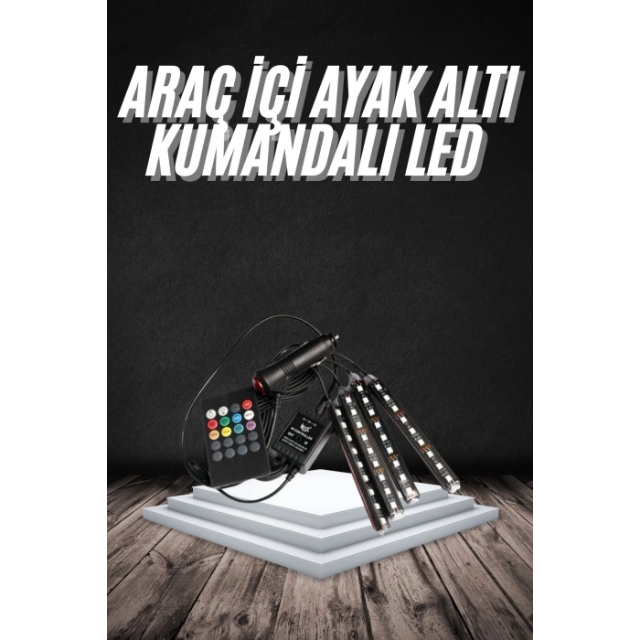 BFS RGB Işıklı Araç İçi Aydınlatma Kumandalı 12li Led Işık Renk Değiştirebilen