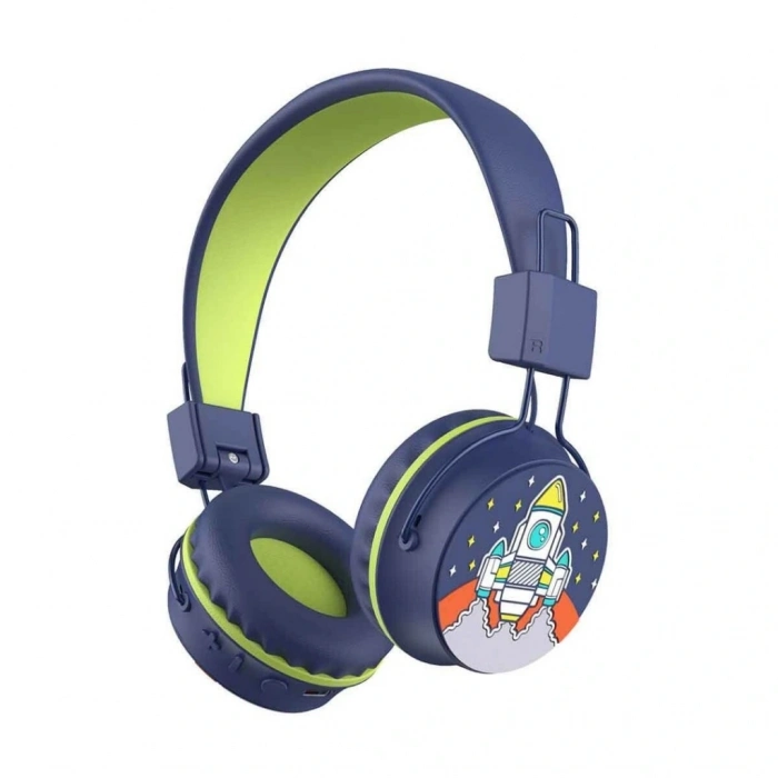 BFS Roket Desenli Bluetooth Kulak Üstü Kablosuz Kulaklık