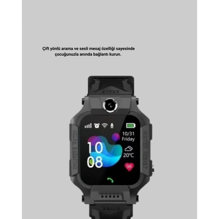 BFS S10 Siyah Çocuk Takip Saati Güvenli Alan Uyarısı ve Sesli Mesaj