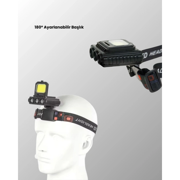 BFS Şarjlı LED Kafa Lambası 800 Lumen COB XPE Ayarlanabilir Başlıklı