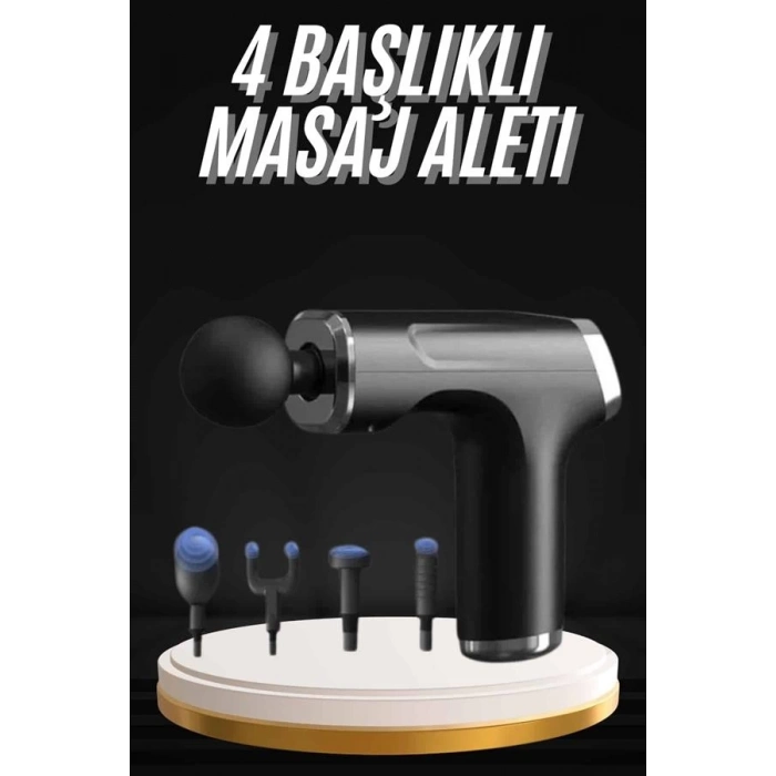 BFS Şarjlı Masaj Tabancası 4 Başlıklı Mini Masaj Tabancası ve Masaj Aleti
