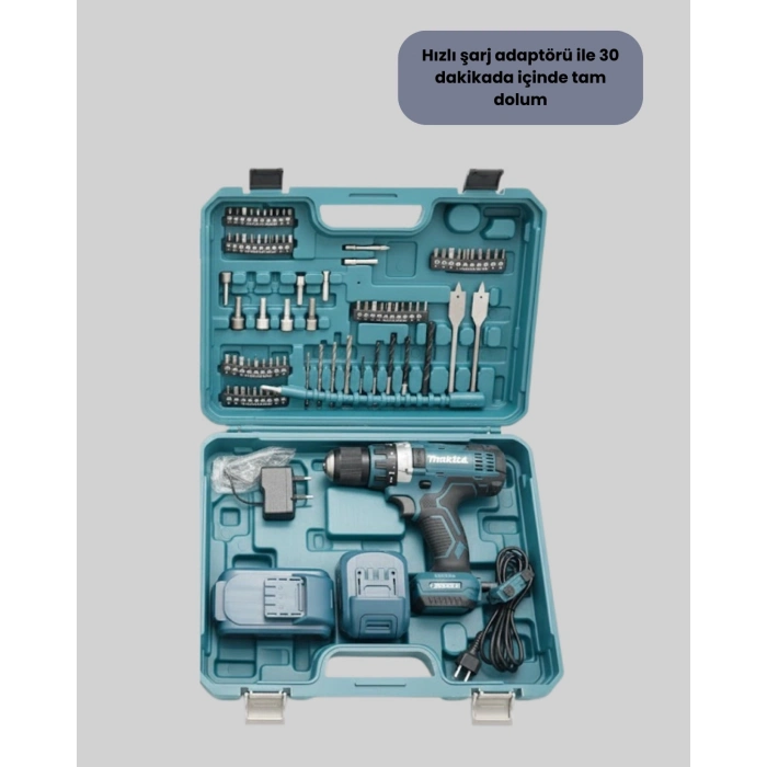 BFS Şarjlı Matkap Seti Çift Akülü Zengin Uçlu ve Çantalı