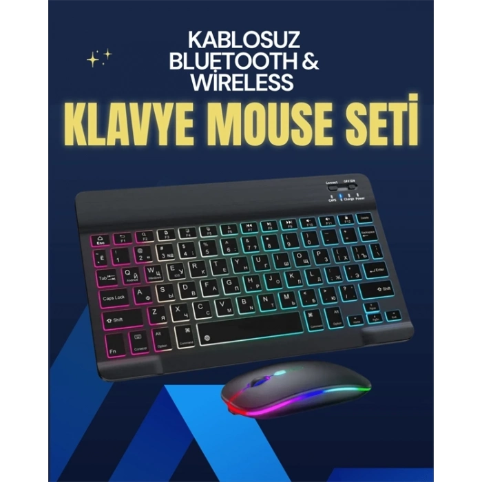 BFS Şık ve Sessiz Tasarımlı Işıklı Klavye Mouse Seti – Şarjlı, Wireless