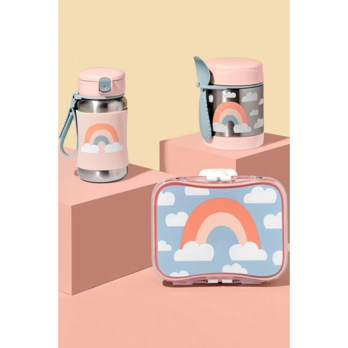 BFS Skip Hop Zoo Pipetli Paslanmaz Çelik Suluk 350 ml Gökkuşağı