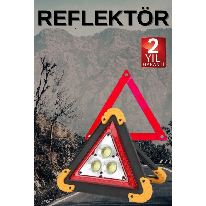 BFS Solar Şarjlı Çok Fonksiyonlu Reflektör Işıklı Ikaz Lambası Acil Durum Reflektörü Acil Durum Uyarı Lambası