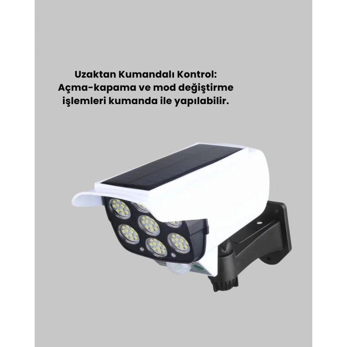 BFS Solar Şarjlı Hareket Sensörlü LED Dış Mekan Lambası Kamera Tasarımlı Güvenlik Işığı