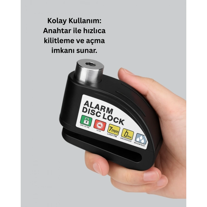 BFS Su Geçirmez Alarm Disk Kilidi Motosiklet Scooter Bisiklet Güvenlik