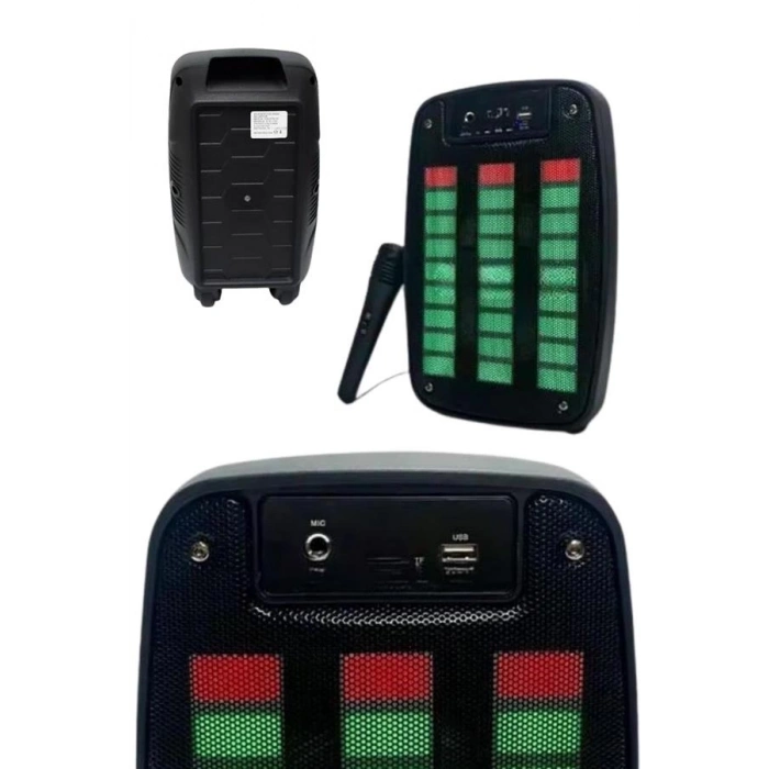 BFS Taşınabilir 6.5 inç LED Bluetooth Kareoke Hoparlör RGB Işıklı Radyolu