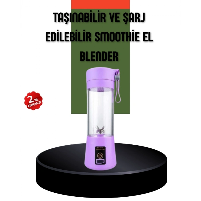 BFS Taşınabilir USB Şarjlı Mini Smoothie Blender 380ml Çelik Bıçaklı Portatif