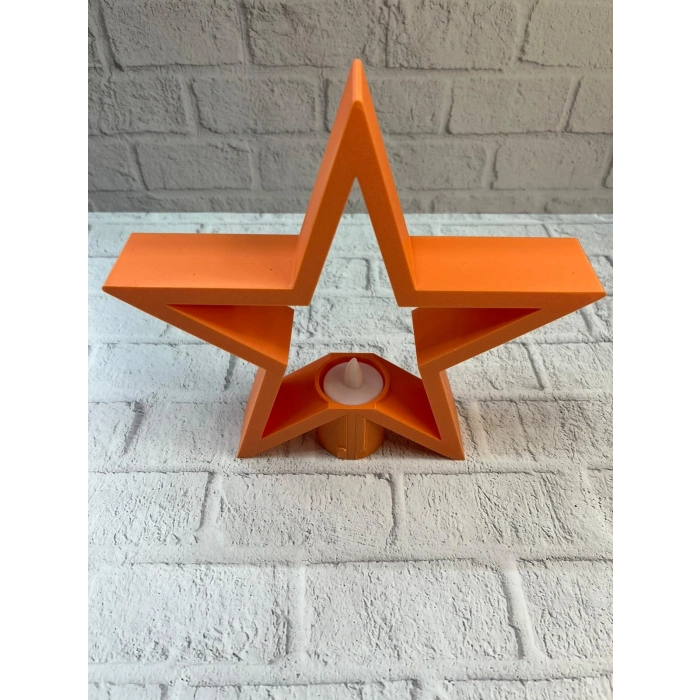 BFS Turuncu Yıldız Mumluk Loş Işık Salon Dekoru