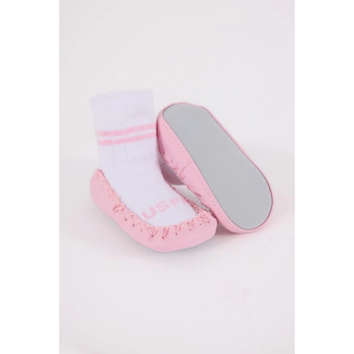 BFS U.S. Polo n Çarık Çorap USB2800 Beyaz-Pembe