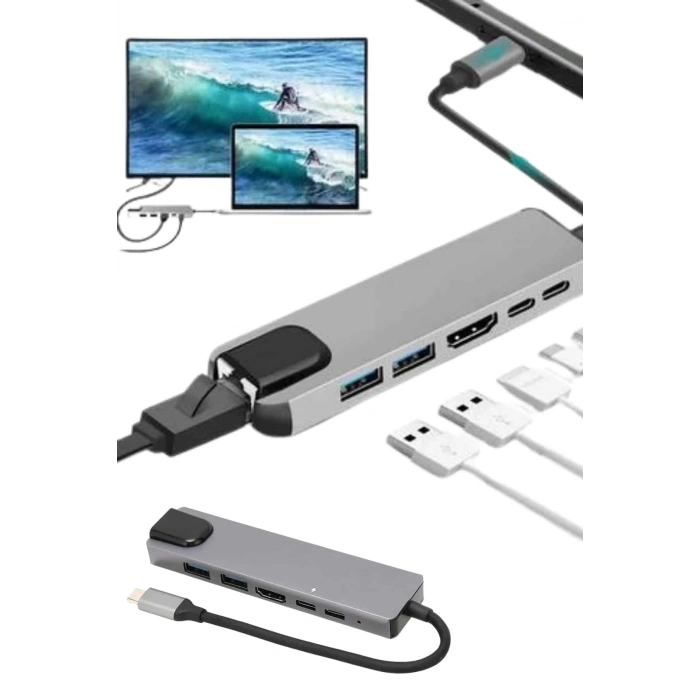 BFS Usb Type-c Hub Dönüştürücü Çevirici Çoklayıcı Macbook Çevirici 8 Portlu