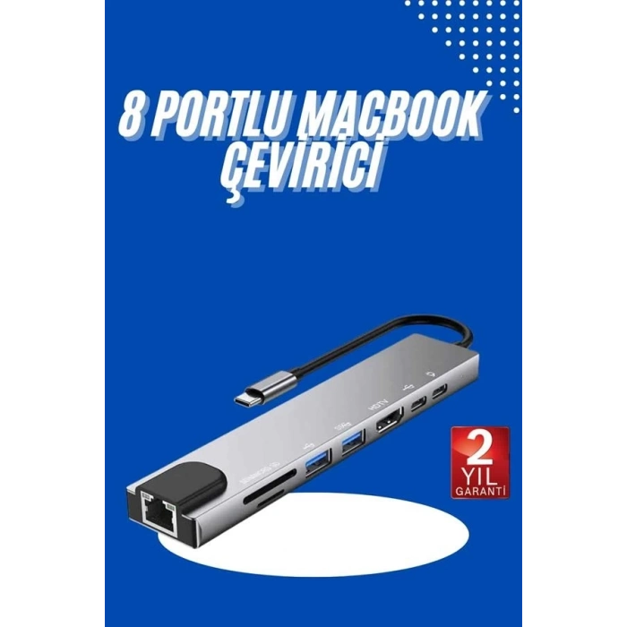 BFS Usb Type-c Hub Dönüştürücü Çevirici Çoklayıcı Macbook Çevirici 8 Portlu
