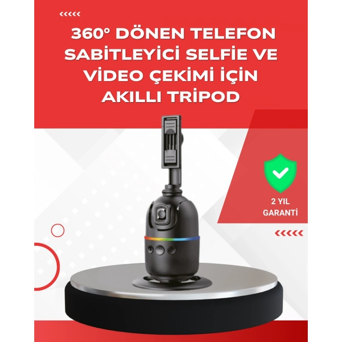 BFS Yapay Zeka Destekli Yüz Takip Özellikli 360 Derece Dönen Masaüstü Telefon Sabitleyici