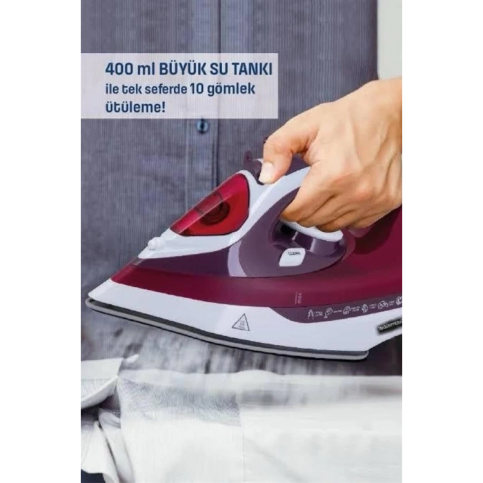 BFS Yeni Nesil Kırmızı Buharlı Ütü 2200 Watt Seramik Tabanlı Yüksek Buhar Gücü