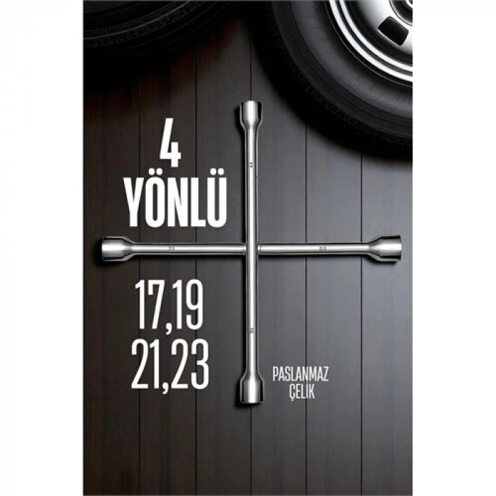 Bijon Anahtarı 4 Uçlu Çelik  Bijon Anahtarı