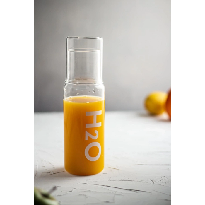 Borosilikat Cam Beyaz Başucu Sürahisi & Cam Sürahi * 600 ml