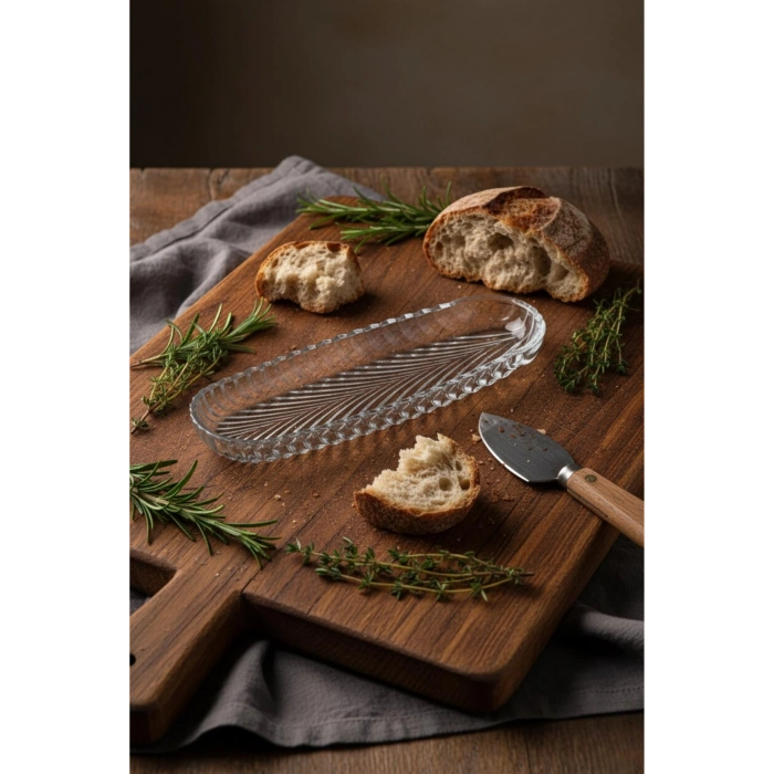 Cam Balık Sırtı Baton Sunum Tabağı 28 cm