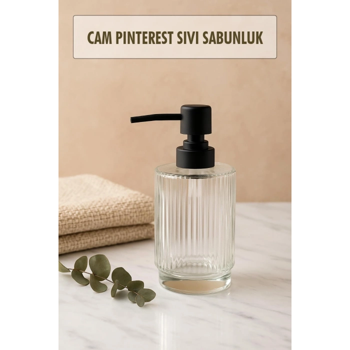 Cam Şeffaf Sıvı Sabunluk 200 ml Banyo Lavabo