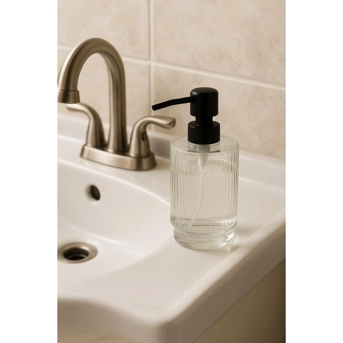 Cam Şeffaf Sıvı Sabunluk 200 ml Banyo Lavabo