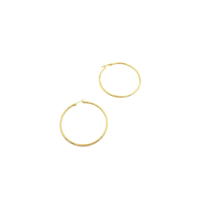 Çelik Halka Küpe - 5 cm - Altın