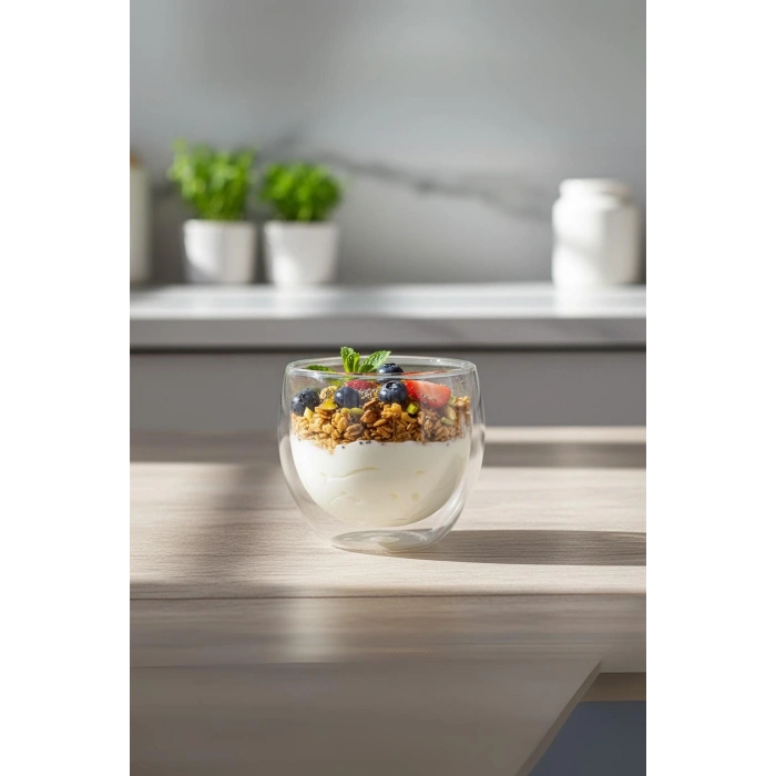 Çift Cidarlı Cam Kase 250 ml 10 cm