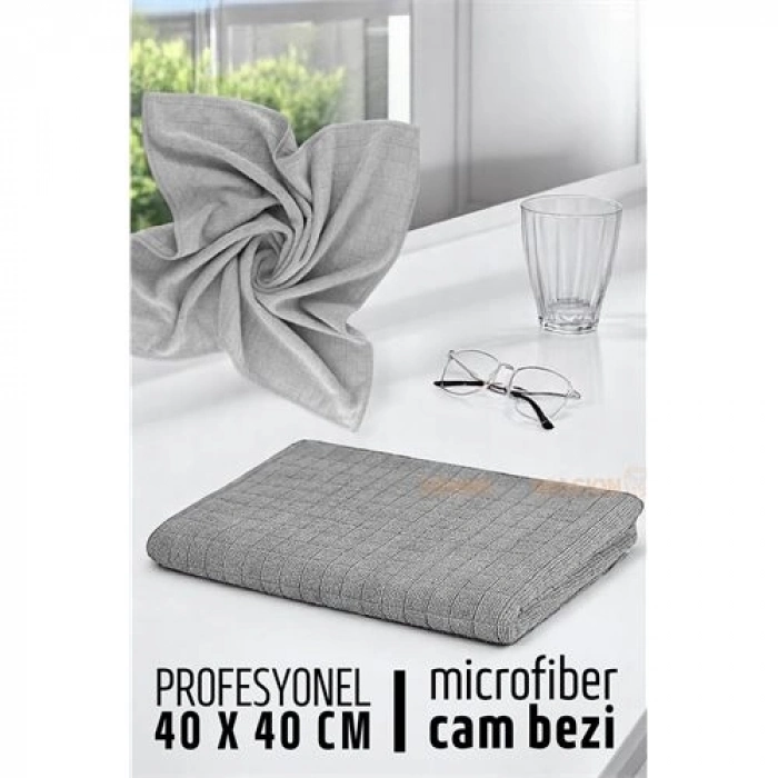 Çift Yüzeyli Profesyonel Microfiber Cam Bezi - Yüksek Kalite Temizlik Bezi  40 x 40 cm