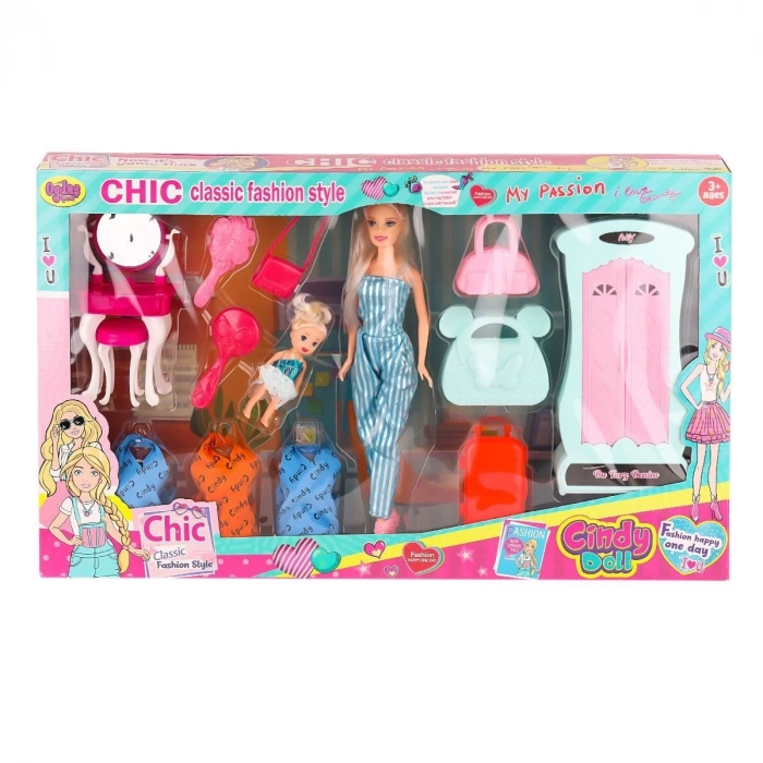 ÇOK SATAN 02259 Cindy Doll Dolaplı Bebek Oyun Seti -Oydaş Oyuncak