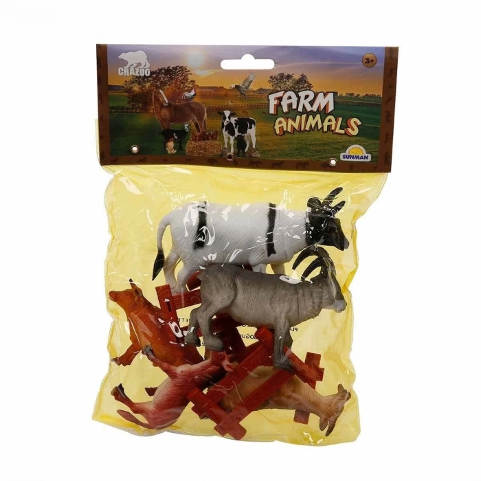 ÇOK SATAN 0708 Çiftlik Hayvanları Poşetli Hayvan Oyun Seti Orta Boy- sunman
