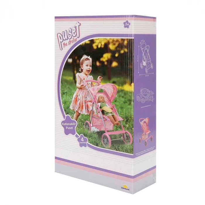 ÇOK SATAN 09324 Çilek Desenli 4 Tekerlekli Puset -Sunman