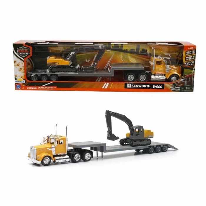 ÇOK SATAN 1:43 Long Haul Kenworth Taşıyıcı Tır ve Ekskavatör