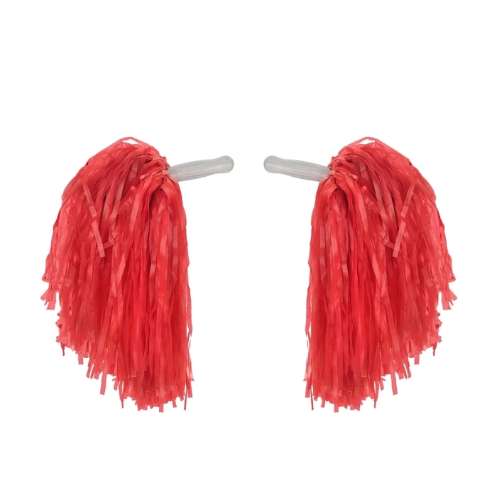 ÇOK SATAN 1 Çift ( 2 Adet ) Kırmızı Renk 23 Nisan Gösteri Ponponu