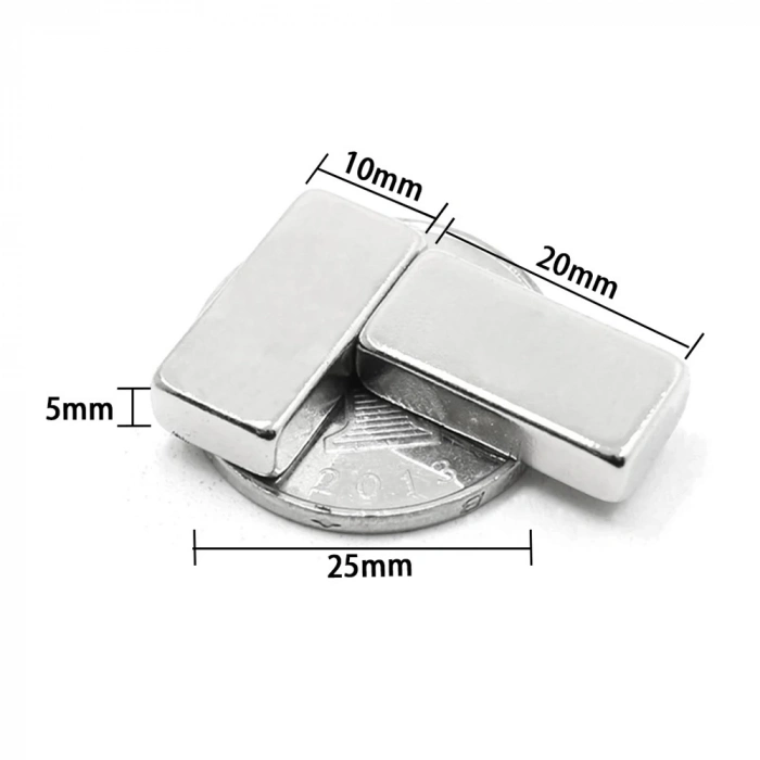 ÇOK SATAN 10 Adet 20x10x5 Mm Neodyum Magnet N35 Güçlü Mıknatıs Köşeli Ve Dayanıklı Nikel Kaplama