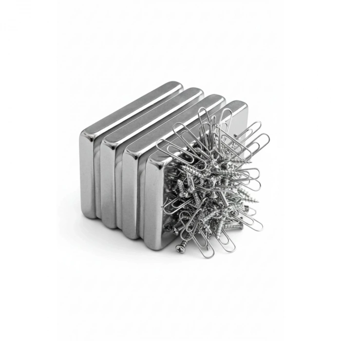 ÇOK SATAN 10 Adet 40x20x5mm Neodyum Magnet Güçlü N35 Mıknatıs Köşeli Nikel Kaplama
