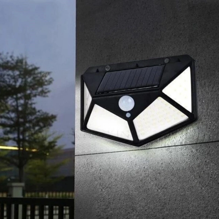 ÇOK SATAN 100 Ledli 3 Farklı Aydınlatma Ayarlı Solar Güneş Enerjili Hareket Sensörlü Bahçe Duvar Lambası